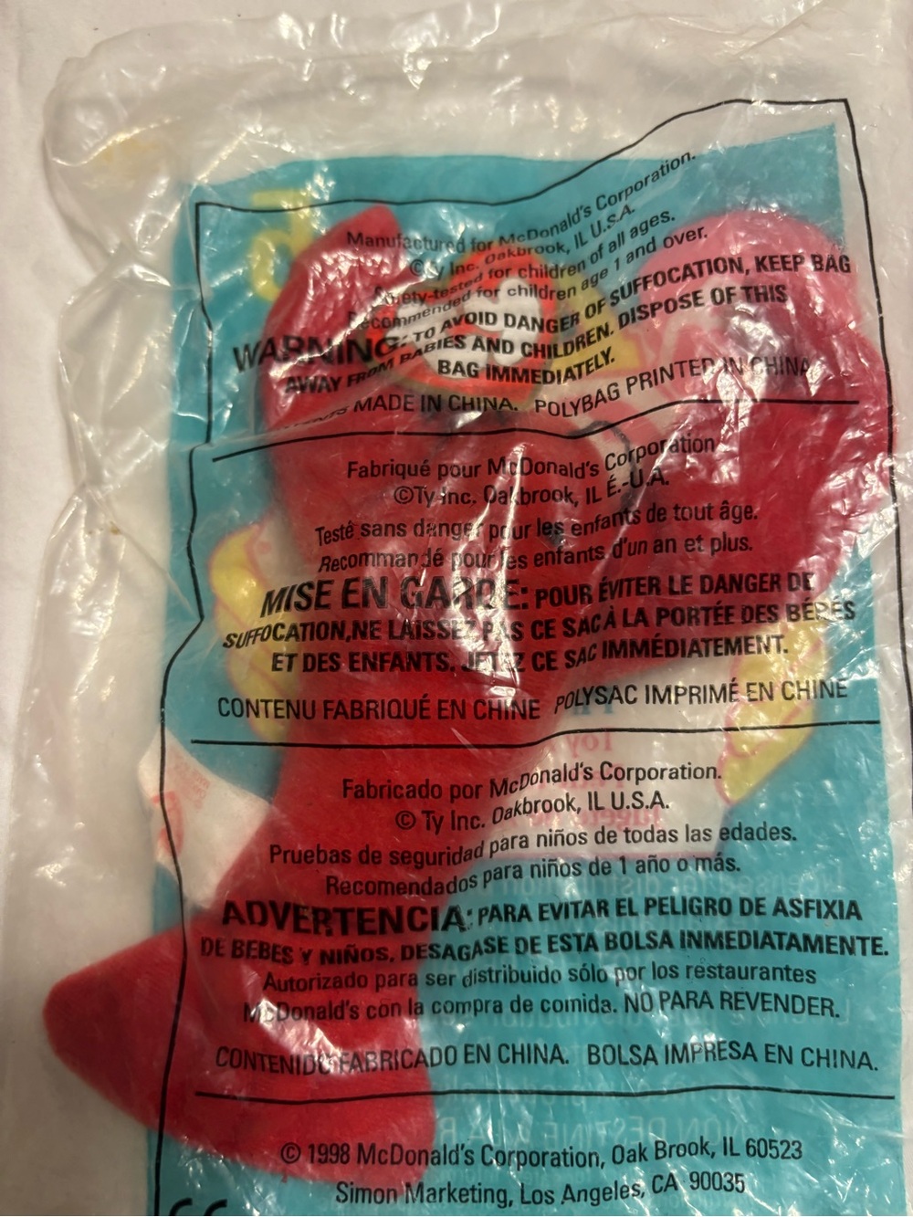 Pinchers #5 VTG Ty Beanie Baby McDonald’s 1998